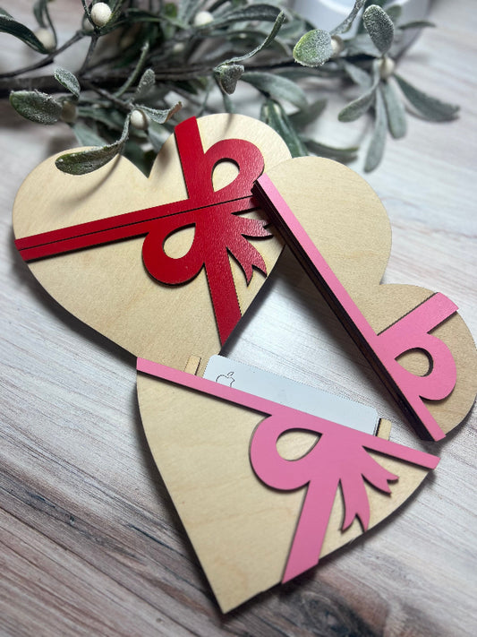 Heart with bow that holds a gift card or cash