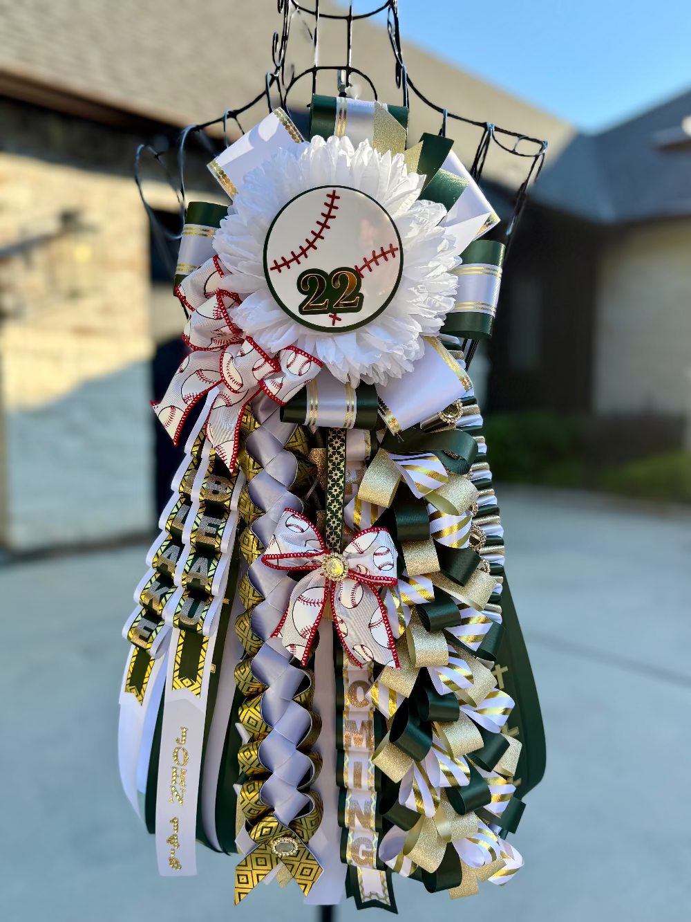 Single Garter, The Woodlands Christian Academy.  Custom baseball cutout and custom braids.